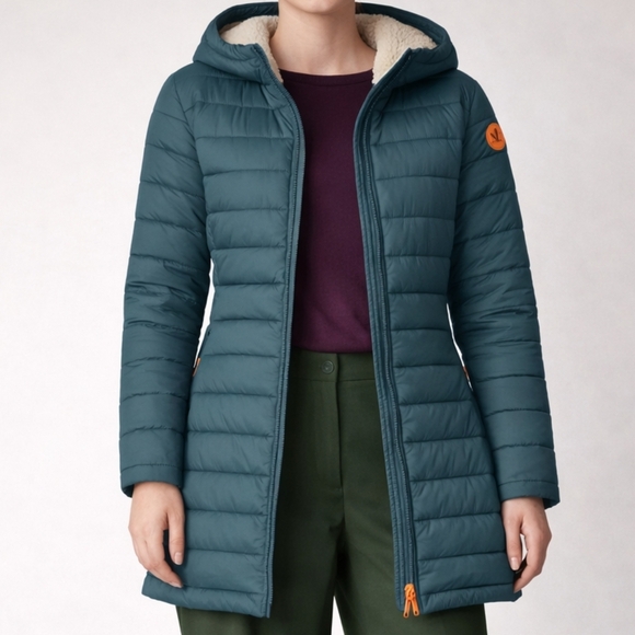 SAVE THE DUCK Jackets & Blazers - Save The Duck Puffer Long Jacket, Teal Blue Green Women's Winter Coat